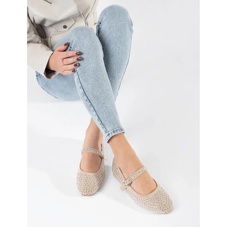 Bailarinas mujer beige con circonitas 2 Bailarinas mujer beige con circonitas 2
