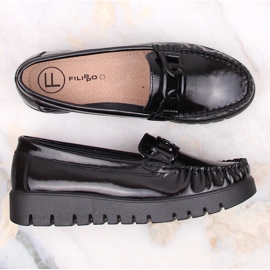 Mocasines de mujer de charol negro con plataforma Filippo DP3334 5