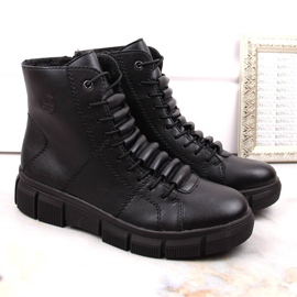 Botas de mujer cómodas con plataforma negra aislante Rieker X3428-00 negro 2