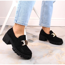 Mocasines de mujer de ante con tacón alto, negro Vinceza 3