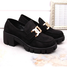 Mocasines de mujer de ante con tacón alto, negro Vinceza 6