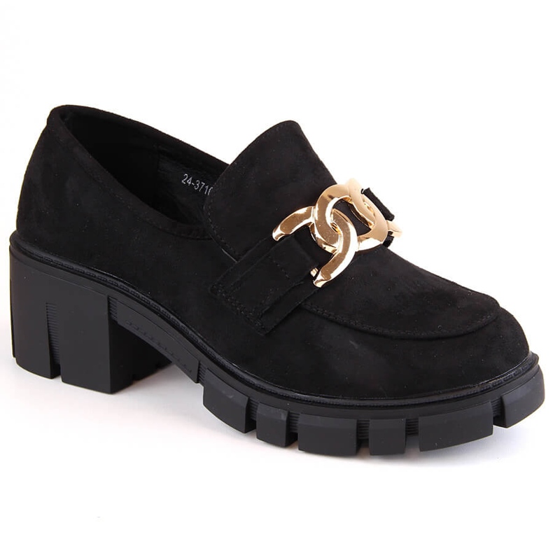 Mocasines de mujer de ante con tacón alto, negro Vinceza 1