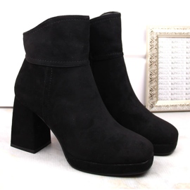 M. DASZYŃSKI Botines aislantes de ante negro con tacón alto y plataforma, M.Daszyński MR2288-4 2