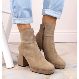 M. DASZYŃSKI Botas de ante con tacón alto y plataforma, aislantes beige M.Daszyński MR2288-4 6