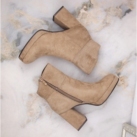 M. DASZYŃSKI Botas de ante con tacón alto y plataforma, aislantes beige M.Daszyński MR2288-4 3