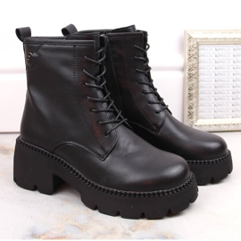 Botas de mujer de piel con tacón y plataforma, aislantes, negro, T.Sokolski 191 2