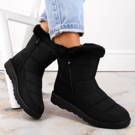 Botas de nieve aislantes para mujer con pelo, negras Potocki PY16065 negro 5