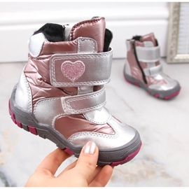 Botas de niña con velcro, aislantes, Kornecki 6968 plata 1