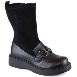 Botas de mujer, mocasines con plataforma negros aislantes, Sabatina DM23-18N 1