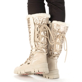 Botas de nieve impermeables de mujer en color beige alto Rieker Z1083-62 3