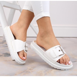 Chanclas de piel ecológica blanca con hebilla Big Star JJ274A309 blanco 5