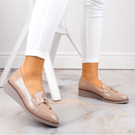 Zapatos cuña mujer slip-on, charol beige, Vinceza 58266 7