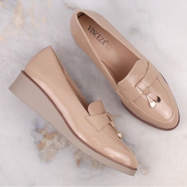 Zapatos cuña mujer slip-on, charol beige, Vinceza 58266 5