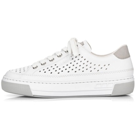 Deportivas mujer cómodas piel calada blanco Rieker L8849-80 3