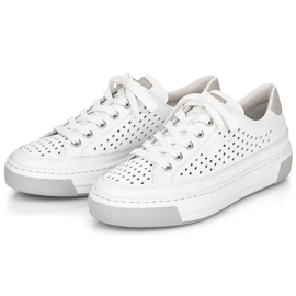 Deportivas mujer cómodas piel calada blanco Rieker L8849-80 7