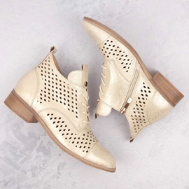 Botines mujer calados dorados Potocki SZ12091 beige 6