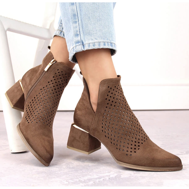 Botas mujer ante tacón calado marrón Potocki SZ12356 2