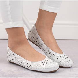 Bailarinas de mujer cómodas de piel caladas blanco Rieker 41460-80 11