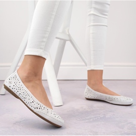 Bailarinas de mujer cómodas de piel caladas blanco Rieker 41460-80 10