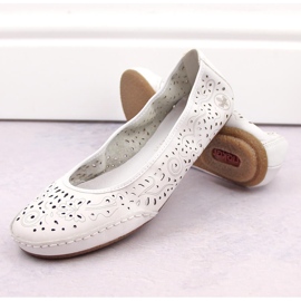Bailarinas de mujer cómodas de piel caladas blanco Rieker 41460-80 14