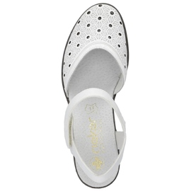Sandalias mujer piel comodas tacon alto blanco Rieker 40991-80 15