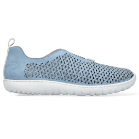 Zapatos slip-on cómodos calados de mujer, azul Rieker 52866-10 9