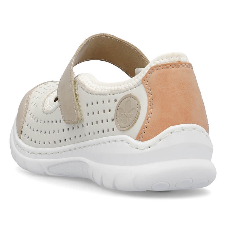 Zapatos cómodos de mujer calados con velcro, beige Rieker L32B5-81 1 Zapatos cómodos de mujer calados con velcro, beige Rieker L32B5-81 1