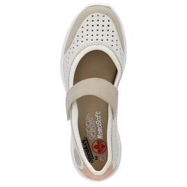 Zapatos cómodos de mujer calados con velcro, beige Rieker L32B5-81 2