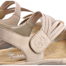Sandalias de mujer cómodas con velcro y elásticos beige Rieker 64870-62 3