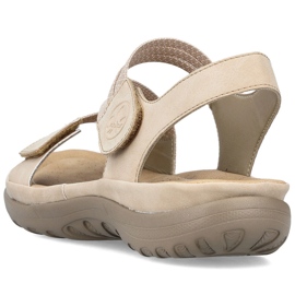 Sandalias de mujer cómodas con velcro y elásticos beige Rieker 64870-62 11