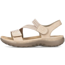 Sandalias de mujer cómodas con velcro y elásticos beige Rieker 64870-62 12