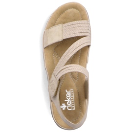 Sandalias de mujer cómodas con velcro y elásticos beige Rieker 64870-62 13