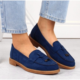 Zapatos tacón bajo mujer Vinceza ante azul 3