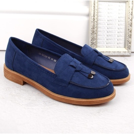 Zapatos tacón bajo mujer Vinceza ante azul 5