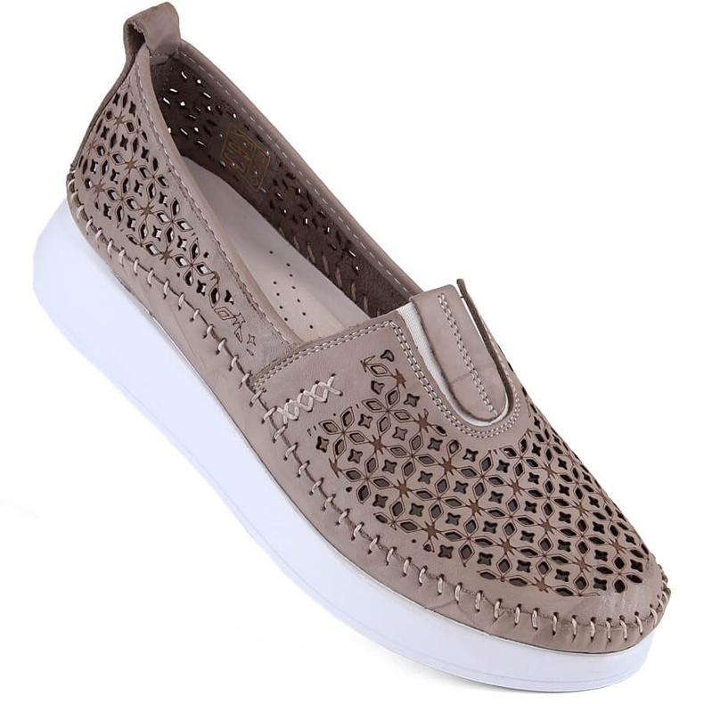 Zapatos sin cordones mujer piel calada beige T.Sokolski 0712 1