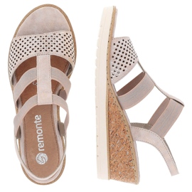 Sandalias slip-on de mujer cómodas con cuña, oro rosa Remonte R6265-31 dorado 6