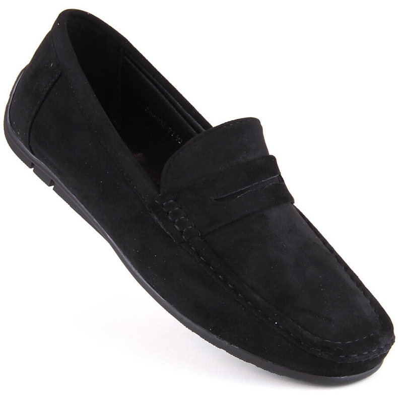 News Zapatos de ante, mocasines sin cordones para hombre, negro Unisoft 7710 1