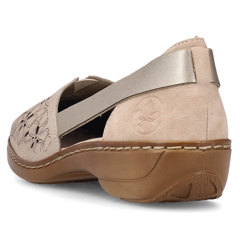 Zapatos slip-on mujer cómodos de piel verano beige Rieker 41356-60 1