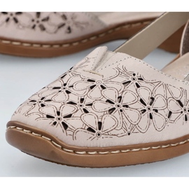 Zapatos slip-on mujer cómodos de piel verano beige Rieker 41356-60 9