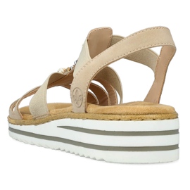 Sandalias de mujer cómodas sin cordones con bandas elásticas, beige Rieker V0649-62 1