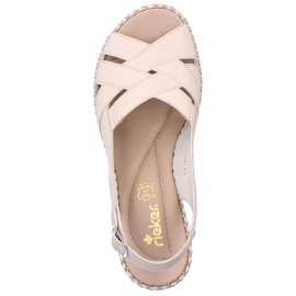 Sandalias cuña mujer cómodas piel beige Rieker 66189-60 2