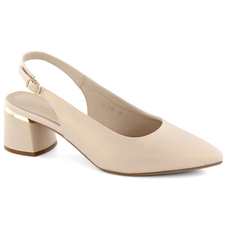 Sandalias elegantes de mujer con puntera completa y perlas beige Sergio Leone SK175 1