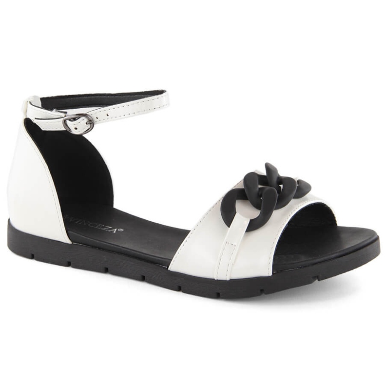 Sandalias planas de mujer con cadena, blanco Vinceza 17320 1