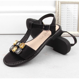 Sandalias de mujer cómodas negras con circonitas S.Barski 030 negro 6