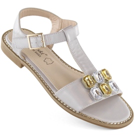Sandalias cómodas de mujer plateadas con circonitas S.Barski 030 plata 1