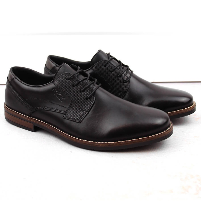 Zapatos de hombre cómodos de piel negros Rieker 13523-00 2