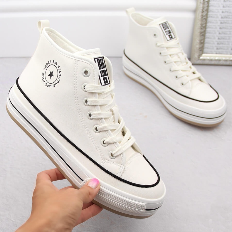 Zapatillas de mujer con plataforma, ligeramente aislantes, blancas Big Star OO274061 blanco 1 Zapatillas de mujer con plataforma, ligeramente aislantes, blancas Big Star OO274061 blanco 1