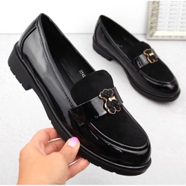 Mocasines de mujer con osito de peluche, negro S.Barski HY42-399A 1