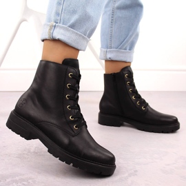 Botas de mujer cómodas de piel con aislamiento negro Rieker Z2841-00 16