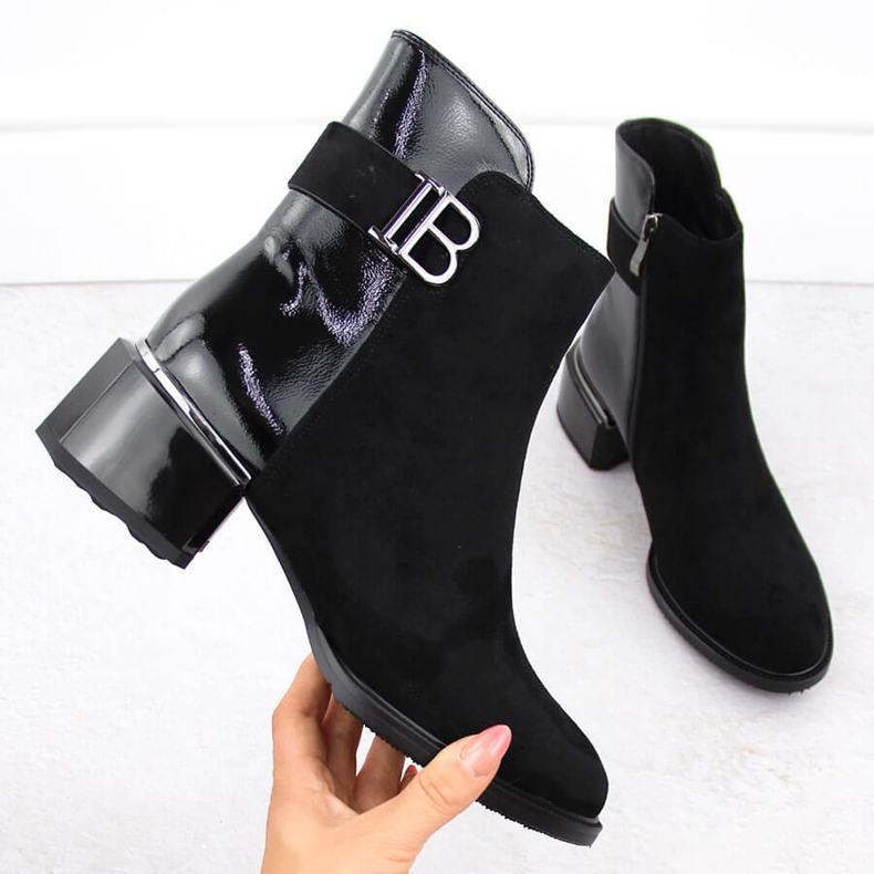 Botín mujer tacón ante y charol negro D&amp;A S.Barski Colección Premium MR880-040 1